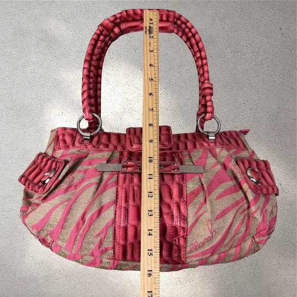 Guess Zebra Print Canvas Y2k‎ Shoulder Bag Purse Pink Animal Print Vintage - Picture 6 of 8